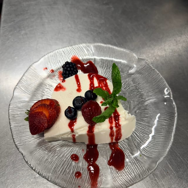 Ukrainian Cream with Raspberry Sauce (GF).
