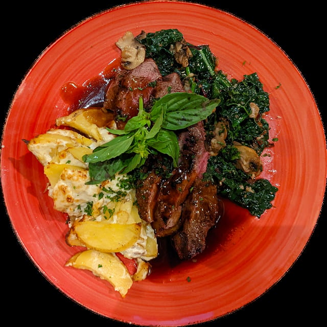 Marinated and Grilled Flat Iron Steak.
